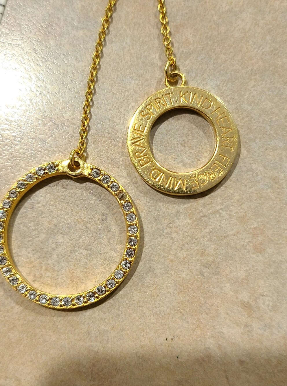 Women Warriors "Kind Heart, Fierce Mind, Brave Spirit" Gold Necklace by Stella V